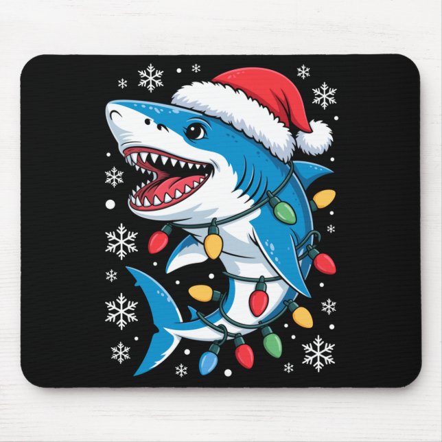 Christmas Shark Santa Hat Wrapped Lights Holiday S Musmatta (Framsidan)