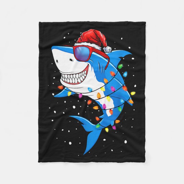 Christmas Shark Shirt Xmas Funny Santa Shark  Fleecefilt (Framsidan)