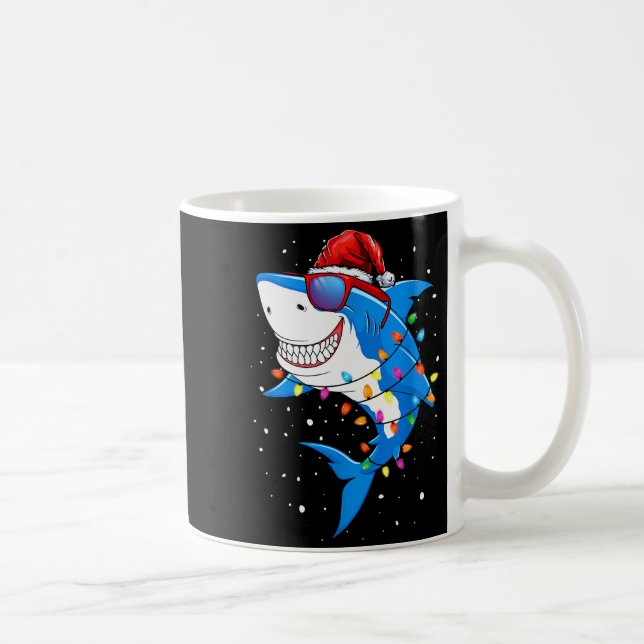 Christmas Shark Shirt Xmas Funny Santa Shark  Kaffemugg (Höger)