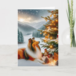 Christmas Shetland Sheepdog Holiday  Card Kort