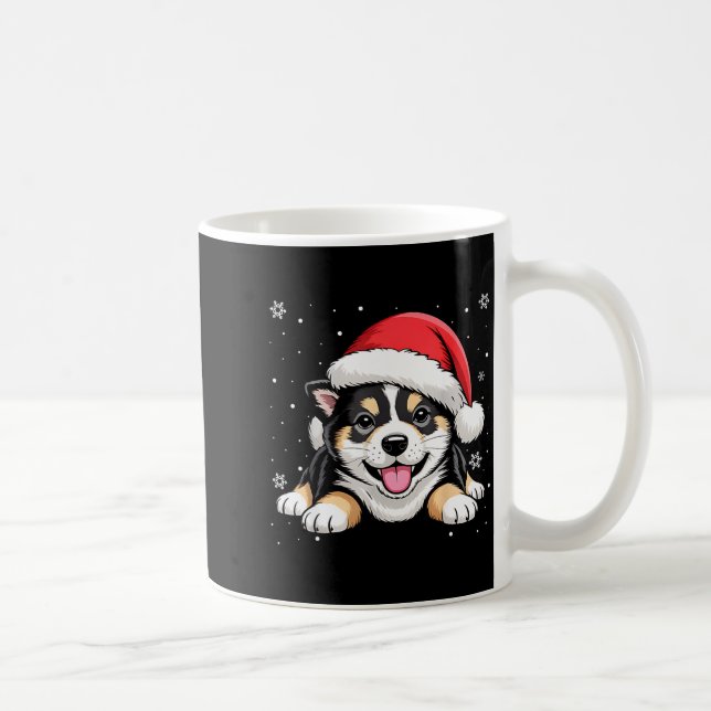 Christmas Shiba Inu Dog Wearing Santa Hat Pet Anim Kaffemugg (Höger)