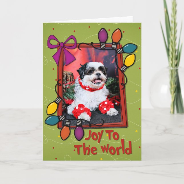 Christmas - Shih Tzu - Mishka Helgkort (Framsida)