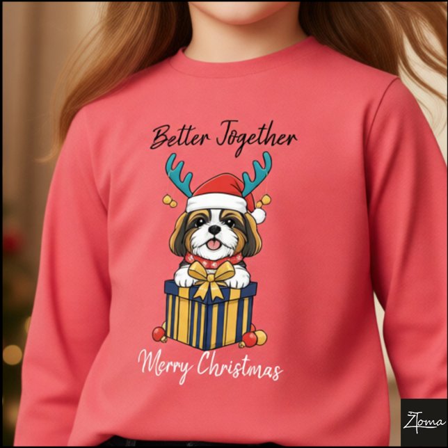 Christmas Shih Tzu Reindeer Scarf Gift T Shirt (Skapare uppladdad)