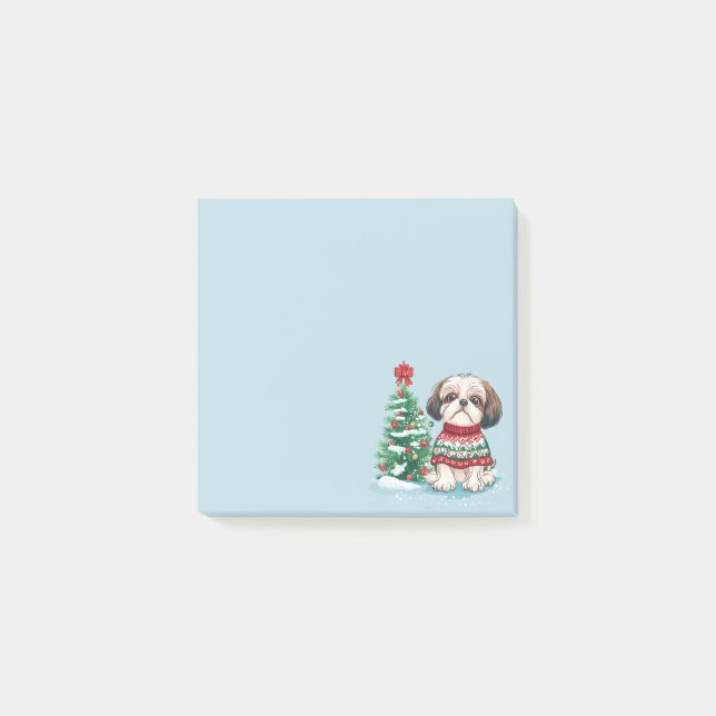 Christmas Shih Tzu Santa Dog Post-it Block (Framsida)