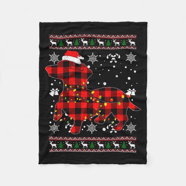 Christmas Shirt For Dachshund Lover Gift Santa Buf Fleecefilt (Framsidan)