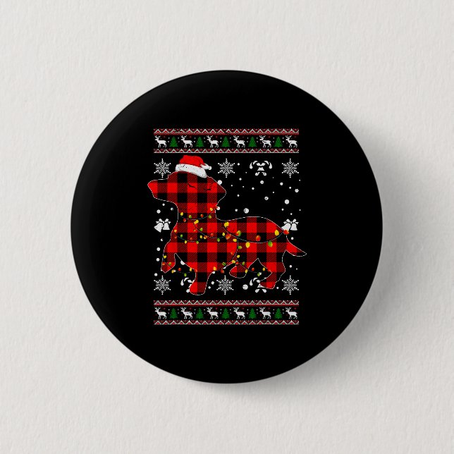 Christmas Shirt For Dachshund Lover Gift Santa Buf Knapp (Framsida)