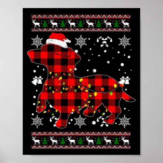 Christmas Shirt For Dachshund Lover Gift Santa Buf Poster (Framsidan)
