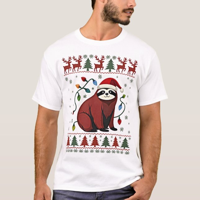 Christmas Shirt for Sloth Lover Gift Santa Buffalo T (Framsida)