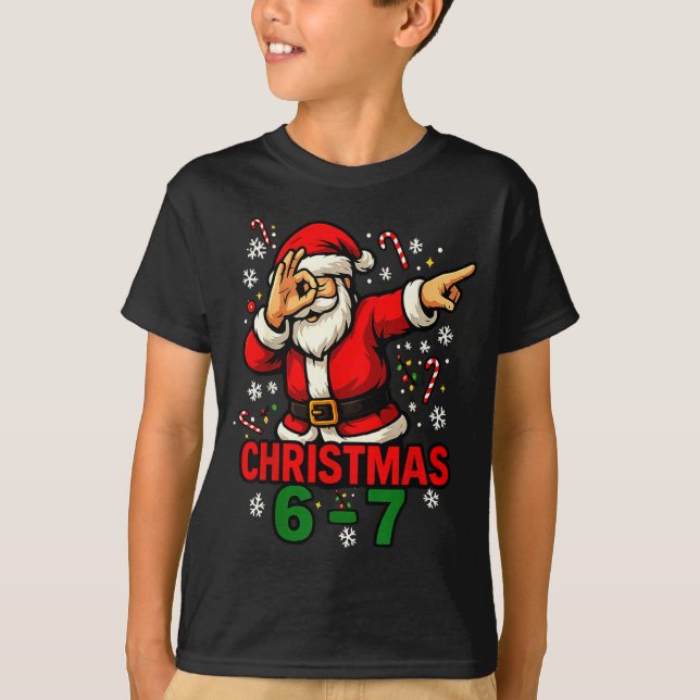 Christmas Shirt - Funny Dabbing Santa 6 7 Meme  T (Framsida)