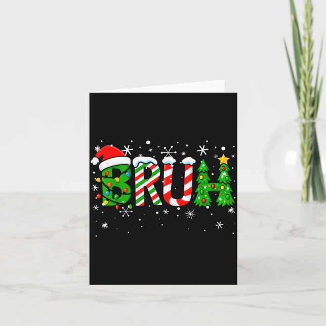 Christmas Shirts For Kids Boys Bruh Funny Christma Kort (Framsida)