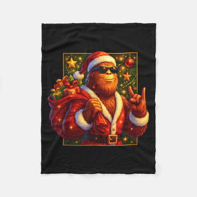 Christmas Shirts Funny Xmas Sasquatch Santa Bigfoo Fleecefilt (Framsidan)