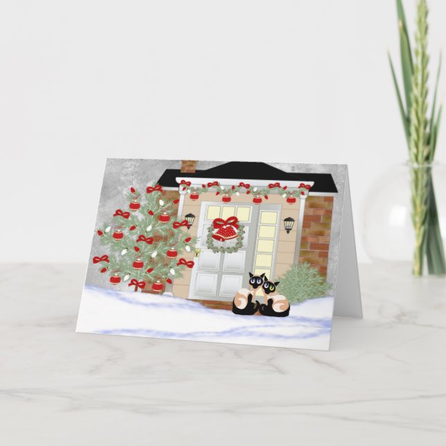 Christmas Siamese Pals Helgkort (Framsida)