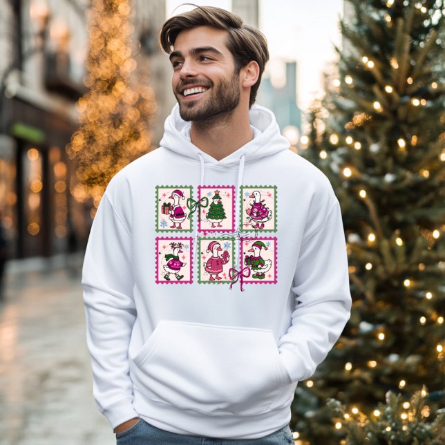 Christmas Silly Goose Vintage Stamps Hoodie (Skapare uppladdad)