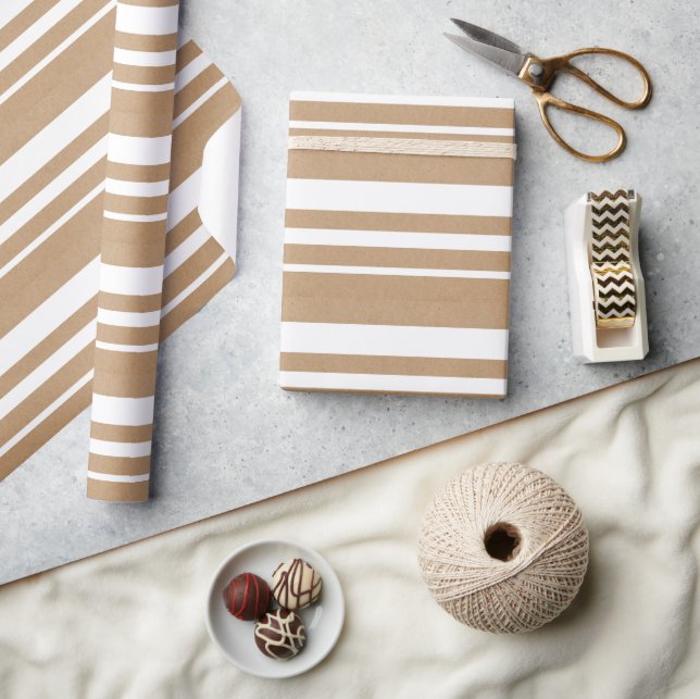 Christmas Simple Stripes Lines Wrapping Paper Presentpapper (Hantverk)