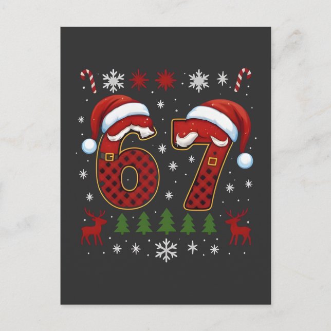 Christmas Six Seven 67 Santa Xmas Gen Alpha Helg Vykort (Framsida)