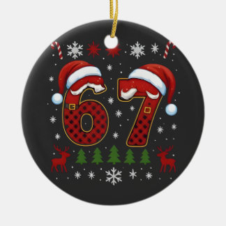 Christmas Six Seven 67 Santa Xmas Gen Alpha Julgransprydnad Keramik