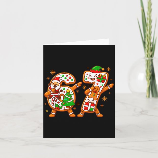 Christmas Six Seven Dabbing Cool Meme 67 Xmas Dab  Kort (Framsida)
