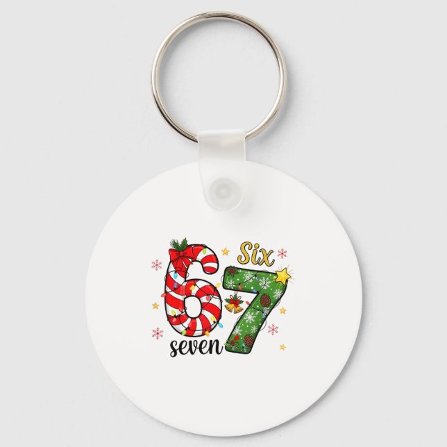 Christmas Six Seven Funny Trendy 6 7 Viral Meme  Nyckelring (Framsida)