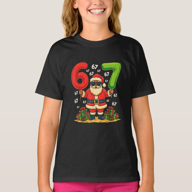 Christmas Six Seven Santa Claus 6 7 Funny Gen Z  T Shirt (Framsida)