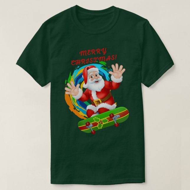 Christmas skateboarding santa 146 t shirt (Design framsida)