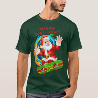 Christmas skateboarding santa 146 t shirt