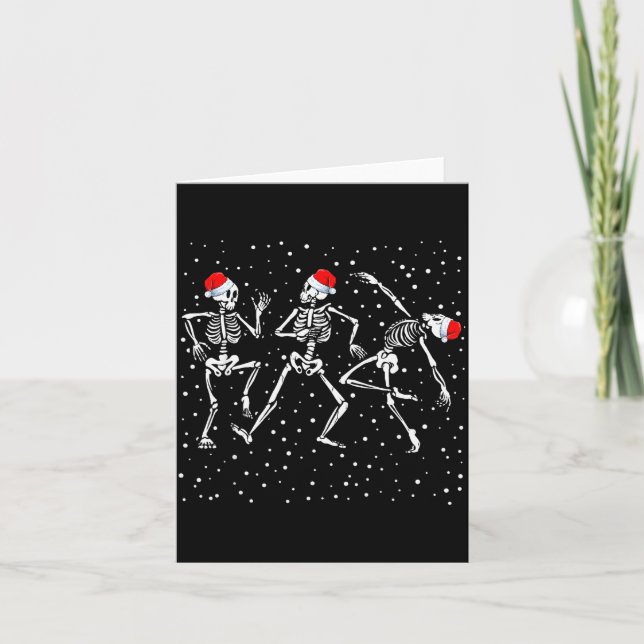 Christmas Skeleton Dancing Funny Xmas  Kort (Framsida)