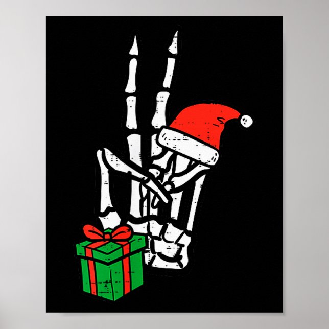 Christmas Skeleton Hand Peace Cket Xmas Men Women  Poster (Framsidan)