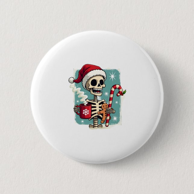 Christmas Skeleton Hot Chocolate Xmas Men Women Ki Knapp (Framsida)