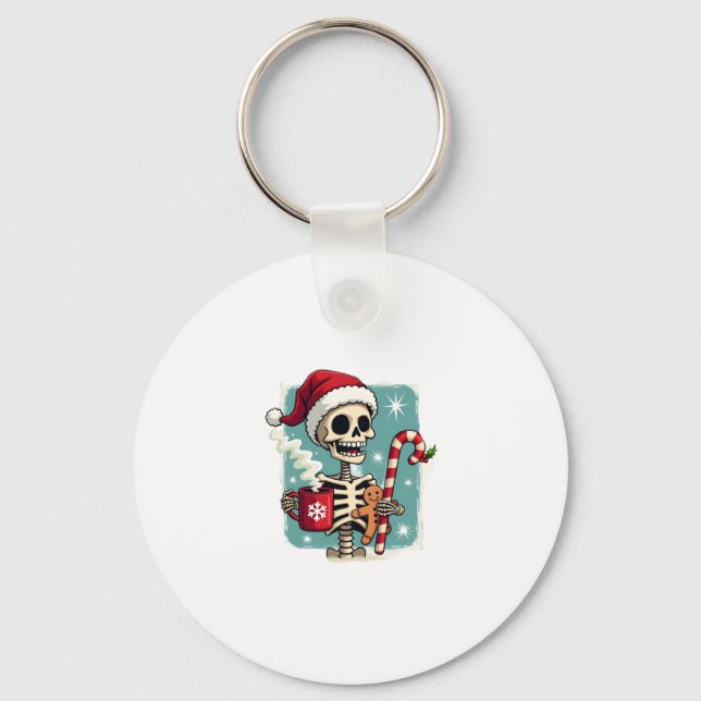 Christmas Skeleton Hot Chocolate Xmas Men Women Ki Nyckelring (Framsida)