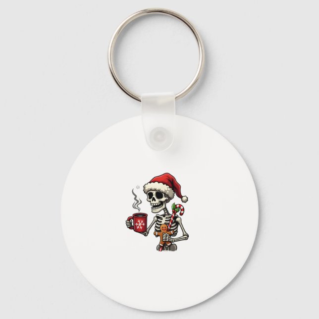 Christmas Skeleton Hot Chocolate Xmas Men Women Ki Nyckelring (Framsida)