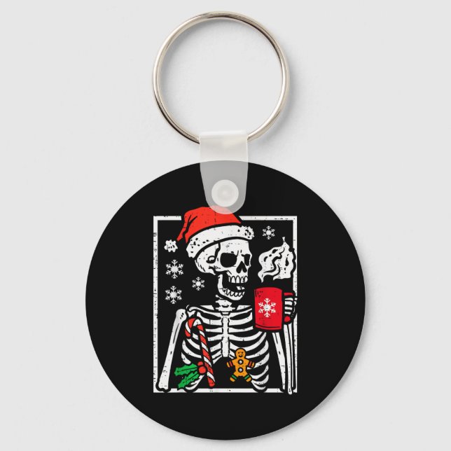 Christmas Skeleton Hot Chocolate Xmas Men Women Ki Nyckelring (Framsida)
