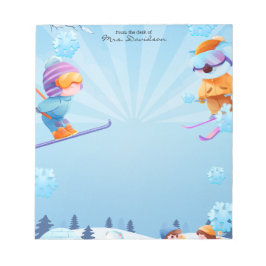 Christmas Ski Time Holiday Snow Notepad Anteckningsblock