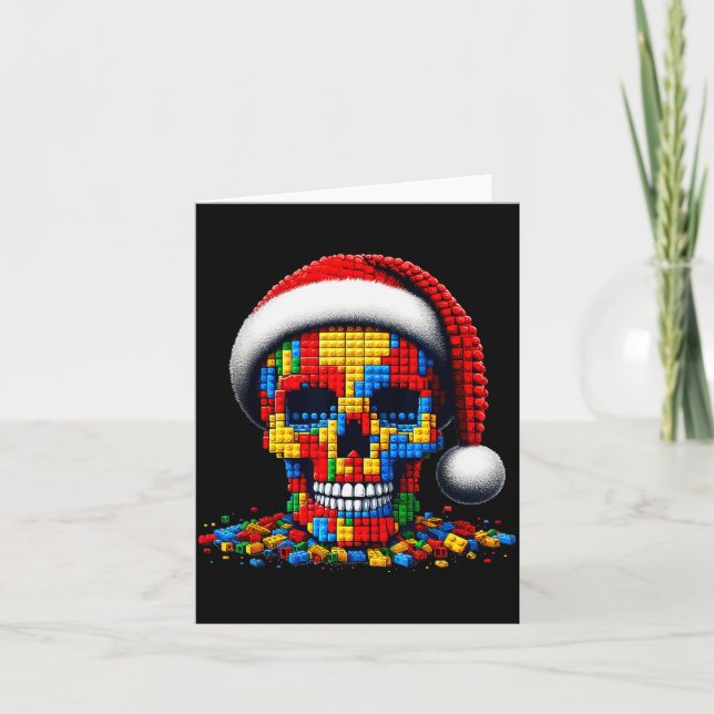 Christmas Skull Santa Hat Block Bricks Master Buil Kort (Framsida)