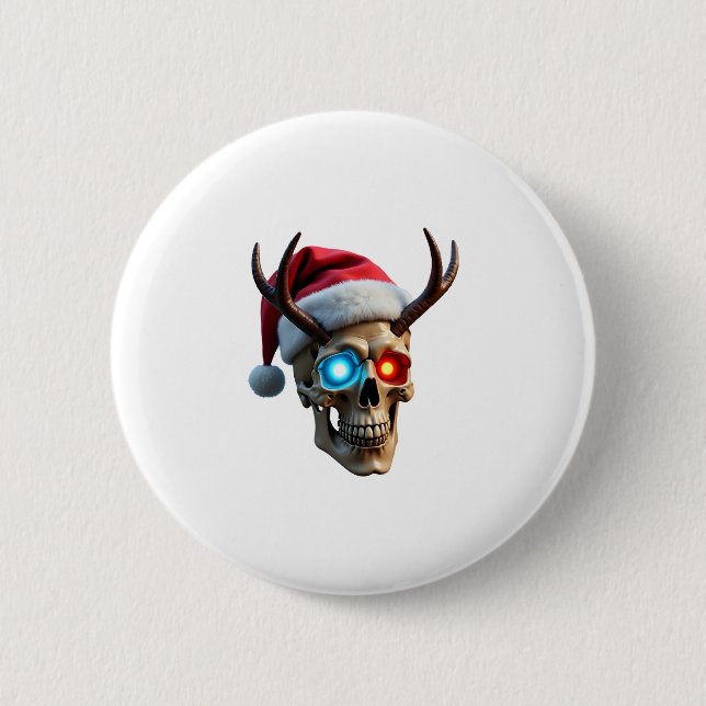Christmas Skull with Santa Hat and Antlers Mystic  Knapp (Framsida)