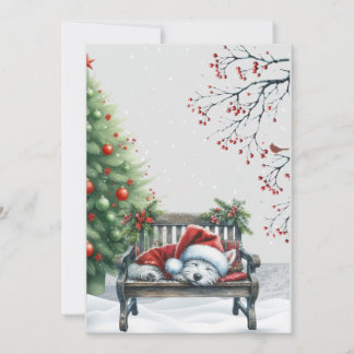 Christmas Sleeping Westie Card Julkort