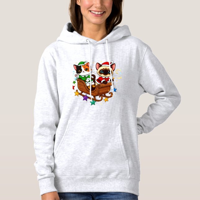 Christmas Sleigh Cats! T Shirt (Framsida)
