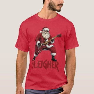 Christmas Sleigher Heavy Metal Santa Rock On Xmas  T Shirt