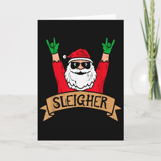 Christmas Sleigher Santa Rock Xmas Rocker Men Wome Kort (Framsida)