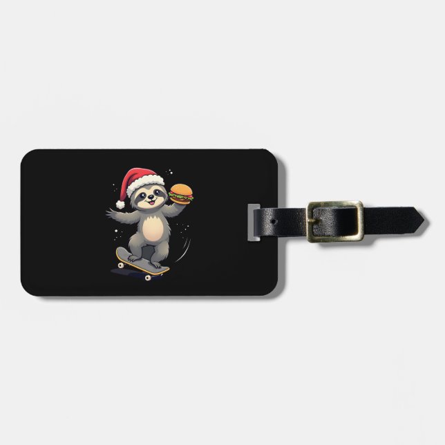 CHRISTMAS SLOTH Funny Christmas Skateboard Sloth ( Bagagebricka (Horisontell Framsida)