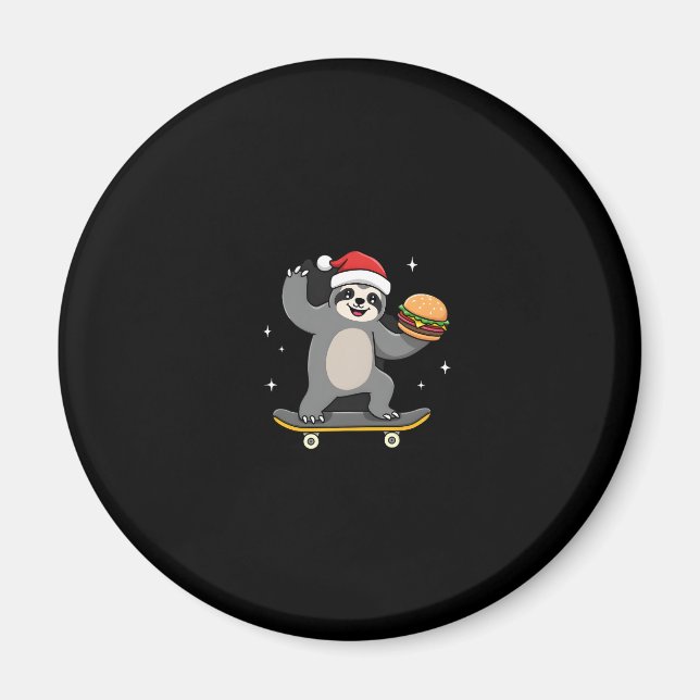 CHRISTMAS SLOTH Funny Julskateboard Sloth ( Magnet (Framsidan)