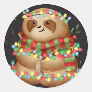 Christmas sloth runt klistermärke