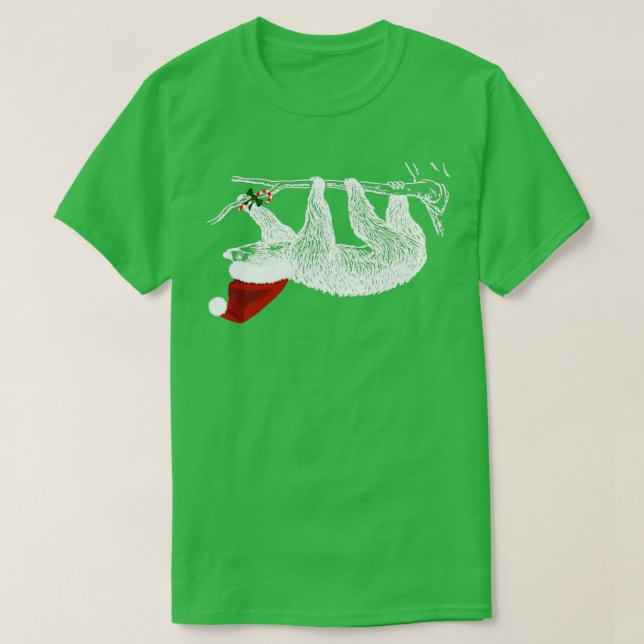Christmas Sloth With Santa Hat  T Shirt (Design framsida)