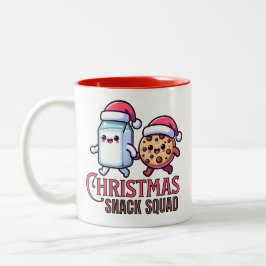 Christmas Snack Squad Kawaii Milk and Cookie Två-Tonad Mugg