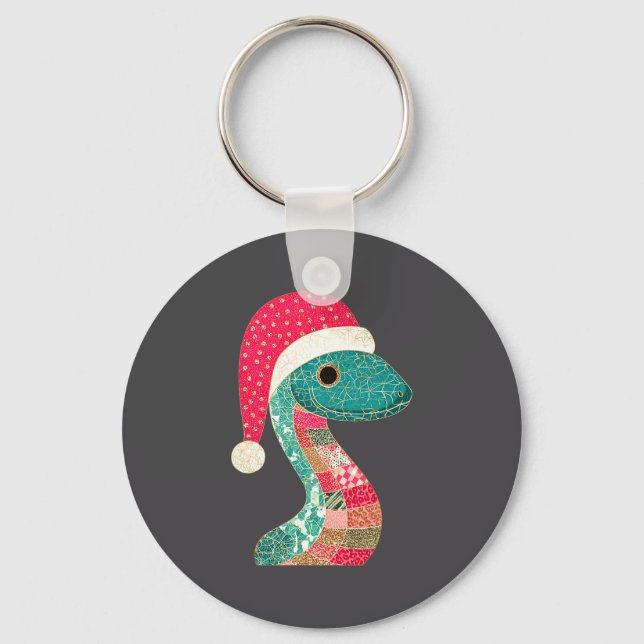 Christmas Snake Santa Hat Holiday Fun Premium Tri- Nyckelring (Framsida)