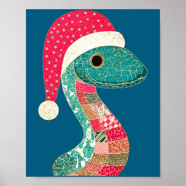 Christmas Snake Santa Hat Holiday Fun Premium Tri- Poster (Framsidan)