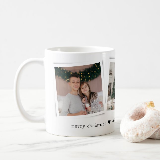 Christmas Snapshots 3 Photo Personalized Gift Kaffemugg (Med munk)