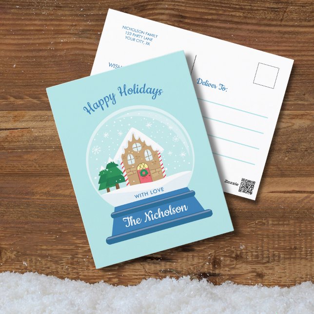 CHRISTMAS SNÖ GLOBE HELG VYKORT (Skapare uppladdad)