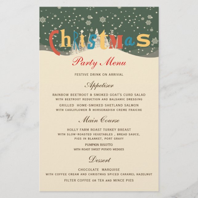 CHRISTMAS SNÖ SCENE | CHRISTMAS PARTY MENU (Framsida)