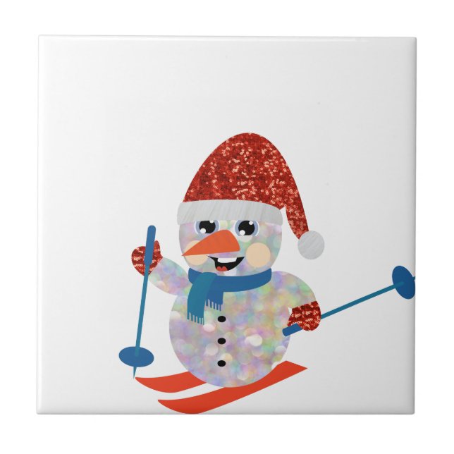 christmas snögubbe kakelplatta (Framsidan)
