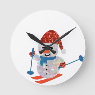 christmas snögubbe rund klocka